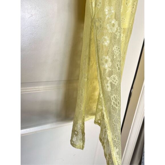 Open Edit Light Yellow long sleeve sheer lace maxi dress sz XS NWT - Picture 6 of 12